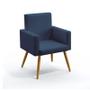 Imagem de Kit 2 Poltronas Decorativas Vega e Puff Solar Suede Azul Marinho Aradecor