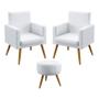 Imagem de Kit 2 Poltronas Decorativas Vega Rodapé Com Puff Solar Para Sala de Estar Couro Branco Aradecor
