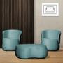 Imagem de Kit 2 Poltronas e 1 Puff Grande Estilo Orgânico Beatriz Veludo Composê material sintético Preto - Estopar