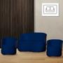 Imagem de Kit 2 Poltronas e Namoradeira Orgânica Aisha Veludo Azul Marinho Composê Corano Marrom - DL DECOR