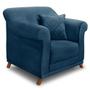 Imagem de Kit 2 Poltronas e Sofá Living 2 Lugares 1,80m Vênus Veludo Azul Marinho Pés Castanho - Pallazio