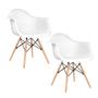 Imagem de Kit 2 Poltronas Eames de Madeira com Braço Daw com Assento Branco