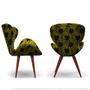 Imagem de Kit 2 Poltronas Egg Floral Preto e Amarelo Cadeira Decorativa com Base Fixa