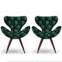 Imagem de Kit 2 Poltronas Egg Floral Verde e Preto Cadeira Decorativa com Base Fixa