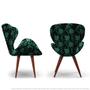 Imagem de Kit 2 Poltronas Egg Floral Verde e Preto Cadeira Decorativa com Base Fixa