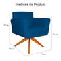 Imagem de Kit 2 Poltronas Estofada Base Giratória De Madeira Sala Isabella Suede Azul Royal - LM DECOR