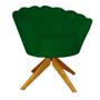 Imagem de Kit 2 Poltronas Estofada Com Base Giratória de Madeira Pétala Suede Verde - DL Decor