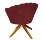 Imagem de Kit 2 Poltronas Estofada Com Base Giratória de Madeira Pétala Suede Vermelho Bordo - LM DECOR