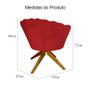 Imagem de Kit 2 Poltronas Estofada Com Base Giratória de Madeira Pétala Suede Vermelho - DL Decor