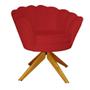 Imagem de Kit 2 Poltronas Estofada Com Base Giratória de Madeira Pétala Suede Vermelho - LM DECOR