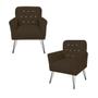 Kit 2 Poltronas Estofada Para Recepção Com Pés de Ferro Anitta Corano Marrom - LM DECOR Imagem de Kit 2 Poltronas Estofada Para Recepção Com Pés de Ferro Anitta Corano Marrom - LM DECOR
