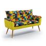 Imagem de Kit 2 Poltronas Estofadas Namoradeira Opala com Puff Lunar Sued Estampado Colorido com Amarelo Aradecor