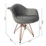 Imagem de Kit 2 Poltronas Jantar Eames Eiffel Estofadas Cinza Base Cobre