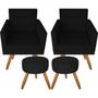 Imagem de Kit 2 Poltronas Luxo Decorativas Nina E 2 Puffs Suede Preto