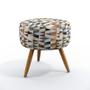 Imagem de Kit 2 Poltronas Namoradeira Vega com Rodapé e Puff Solar Suede Estampado Laranja Aradecor