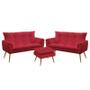 Imagem de Kit 2 Poltronas Namoradeiras Decorativas Beta e Puff Lunar Sued Vermelho Aradecor