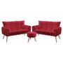 Imagem de Kit 2 Poltronas Namoradeiras Decorativas Beta e Puff Solar Sued Vermelho Aradecor