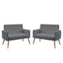 Imagem de Kit 2 Poltronas Namoradeiras Decorativas Estofadas Nina Com Rodapé E Botões Capitonê Sued Cinza Aradecor