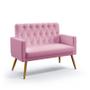 Imagem de Kit 2 Poltronas Namoradeiras Decorativas Estofadas Nina Com Rodapé E Botões Capitonê Sued Rosê Aradecor
