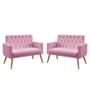 Imagem de Kit 2 Poltronas Namoradeiras Decorativas Estofadas Nina Com Rodapé E Botões Capitonê Sued Rosê Aradecor