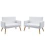 Imagem de Kit 2 Poltronas Namoradeiras Decorativas Estofadas Vega Com Rodapé Couro Branco Aradecor