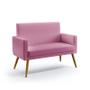 Imagem de Kit 2 Poltronas Namoradeiras Decorativas Estofadas Vega Com Rodapé e Puff Solar Sued Rosê Aradecor