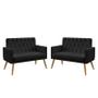Kit 2 Poltronas Namoradeiras Decorativas Vega Com Rodapé E Botões Capitonê Suede Preto Aradecor Imagem de Kit 2 Poltronas Namoradeiras Decorativas Vega Com Rodapé E Botões Capitonê Suede Preto Aradecor