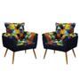 Imagem de Kit 2 Poltronas Opala F-015 Sued Estampado Colorido com Veludo Aradecor