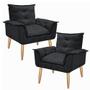 Imagem de Kit 2 Poltronas Opalla Cadeira Decorativa Suede Preto para Escritório Sala de Estar Recepção
