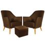 Imagem de Kit 2 Poltronas Orion com Puff Quasar Suede Marrom Aradecor