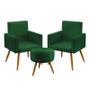 Imagem de Kit 2 Poltronas Vega Com Puff Solar Suede Verde Aradecor