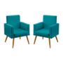 Imagem de Kit 2 Poltronas Vega Com Rodapé Sued Azul Turquesa Aradecor