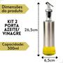 Imagem de Kit 2 Porta Azeite 300ml Vinagre Vidro Inox Dosador Galheteiro Azeiteiro