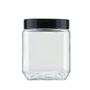 Imagem de Kit 2 Pote 1,2L Recipiente Vidro Quadrado Invicta Preto