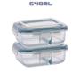 Imagem de Kit 2 Potes 640ml Divisória Hermético Marmita Fit 4 Travas