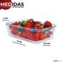 Imagem de Kit 2 Potes de Vidro 640ml Hermético c/ Tampa Vedação de Silicone Marmita Fitness Saladas Frutas