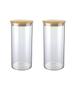 Imagem de Kit 2 Potes De Vidro Euro Home Linha Slim 1,3L Com Tampa Bambu