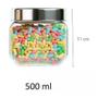 Imagem de Kit 2 Potes De Vidro Quadrado Com Tampa Inox 500ml Alimentos