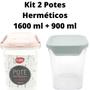 Imagem de Kit 2 Potes Herméticos 1600 ml + 900 ml Acrílico C/ Trava
