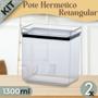 Imagem de Kit 2 Potes Herméticos Porta Alimentos Lumini Retangular 1300ml - Paramount