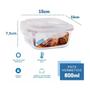 Imagem de Kit 2 Potes Herméticos Quadrado Vidro Freezer Microondas Marmita Com Tampa Transparente 800ML