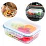 Imagem de Kit 2 Potes Herméticos Retangular Vidro Freezer Microondas Com Tampa Transparente 1500ML