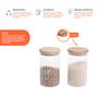 Imagem de Kit 2 potes vidro canelado com tampa de bambu 800ml - Oikos