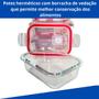 Imagem de Kit 2 potes vidro hermético retangular. 370 ml