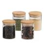 Imagem de Kit 2 Potes Vidro Tampa Bambu Hermético Temperos 200Ml