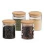 Imagem de Kit 2 Potes Vidro Tampa Bambu Hermético Temperos 200Ml