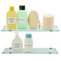 Imagem de kit 2 Prateleira Porta Shampoo de Vidro Banheiro ou Cozinha 40x10. Modernize sua casa com estilo.