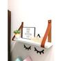 Imagem de kit 2 prateleiras decorativa organizadora em mdf branca 45cm alça de couro casa