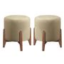 Imagem de Kit 2 puff Decorativo para Sala Redondo Luxo Selena Linho