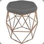 Imagem de Kit 2 Puff Decorativos Para Sala Hexagonal Aramado Base Bronze/Dourada/Preta Suede Cores - Clique E Decore 